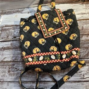 Fun Black Quilted Backpack with Chicken and Egg Accents